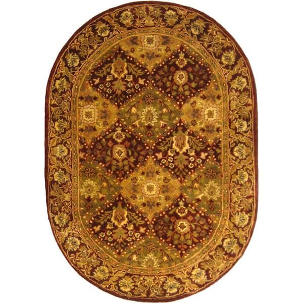 Safavieh Antiquity Wine 8 Ft. X 10 Ft. Oval Border Area Rug At57b 8ov – The  Home Depot For Timeless Oval Rugs (Photo 13 of 15)