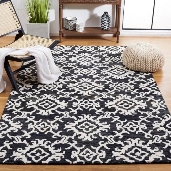 Safavieh Blossom Black/ivory 8 Ft. X 10 Ft. Floral Antique Area Rug  Blm104z 8 – The Home Depot For Ivory Blossom Oval Rugs (Photo 10 of 15)