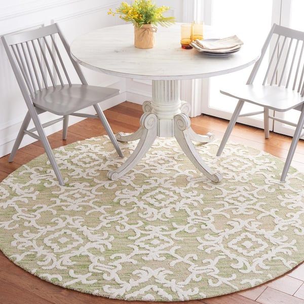 Safavieh Blossom Light Green/ivory 6 Ft. X 6 Ft. Floral Antique Round Area  Rug Blm104w 6r – The Home Depot Within Ivory Blossom Oval Rugs (Photo 8 of 15)