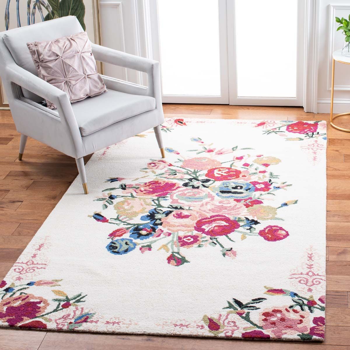 Safavieh Blossom Rug Collection: Blm575u – Pink / Ivory With Ivory Blossom Oval Rugs (View 2 of 15)