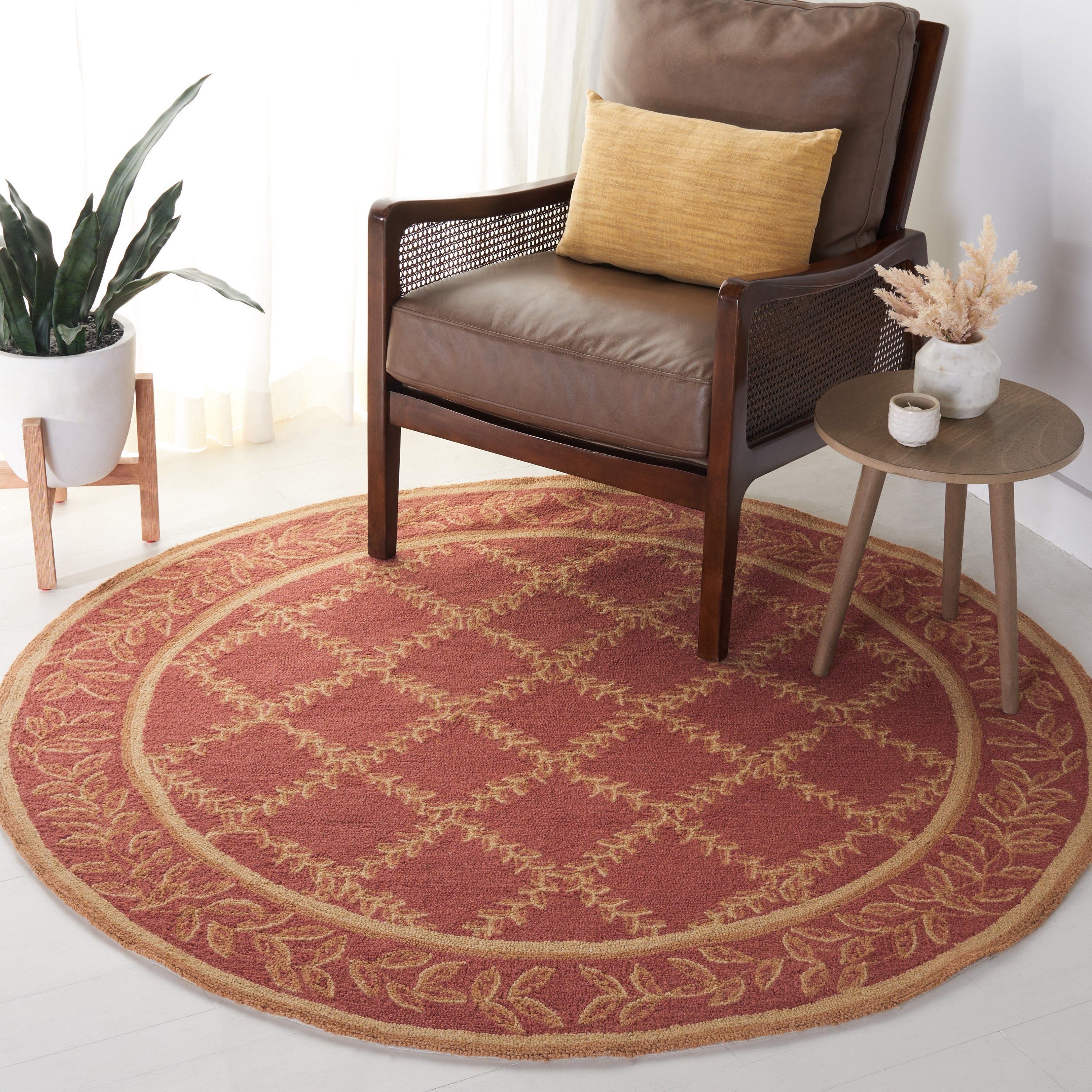 Safavieh Chelsea Lattice 8 X 10 Wool Rust/gold Oval Indoor Trellis Area Rug  In The Rugs Department At Lowes Intended For Lattice Oval Rugs (View 4 of 15)