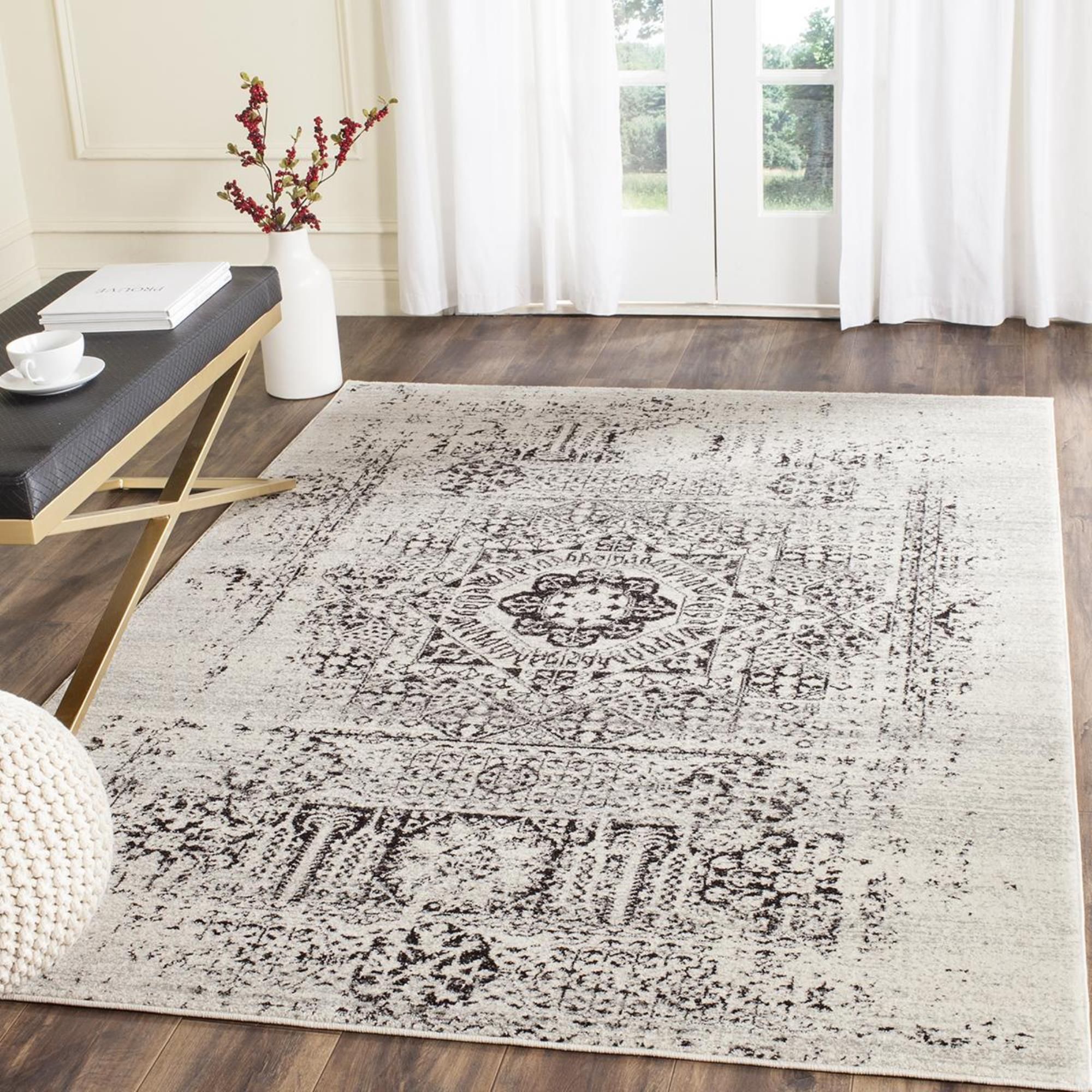 Safavieh Evoke Evk260t 4 4' X 6' Ivory/black Area Rug | Nfm Pertaining To Ivory And Black Rugs (Photo 7 of 15)
