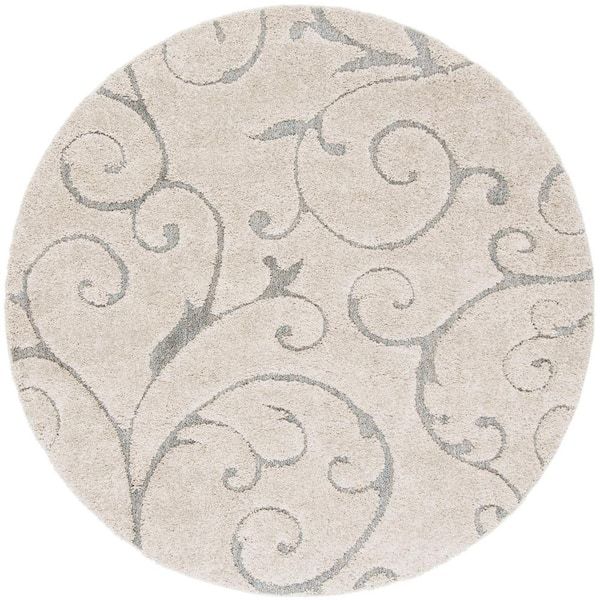 Safavieh Florida Shag Beige/blue Gray 4 Ft. X 4 Ft. Round Geometric Area Rug  Sg455 1155 4r – The Home Depot In Beige Round Rugs (Photo 14 of 15)