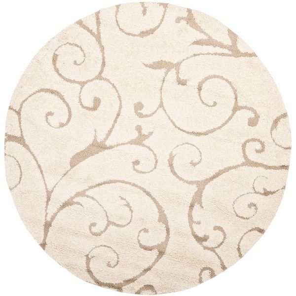 Safavieh Florida Shag Cream/beige 8 Ft. X 8 Ft. Round Floral Area Rug  Sg455 1113 8r – The Home Depot Throughout Beige Round Rugs (Photo 8 of 15)