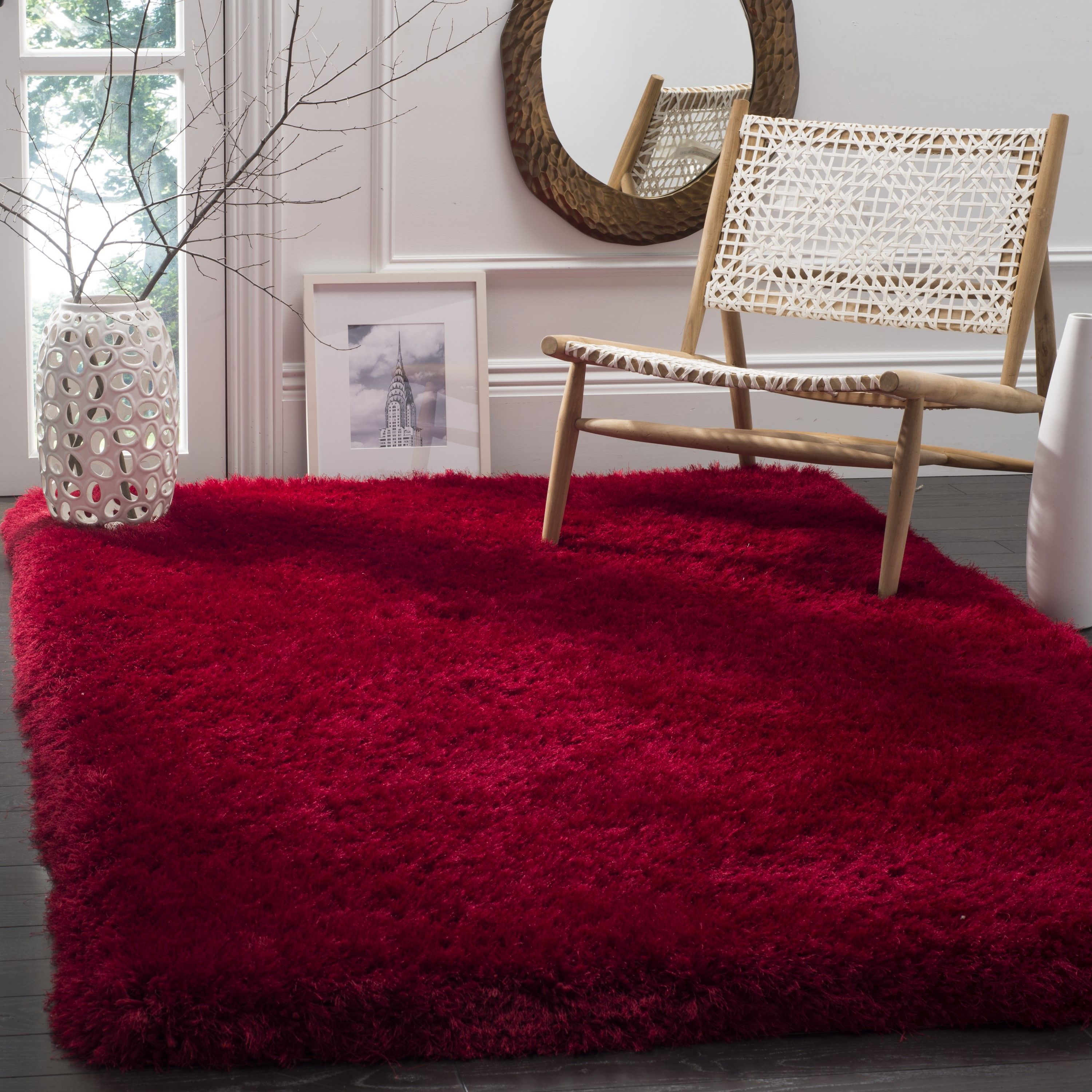 Safavieh Luxe Shag 4 X 6 Red Indoor Solid Area Rug In The Rugs Department  At Lowes Inside Red Solid Shag Rugs (Photo 5 of 15)