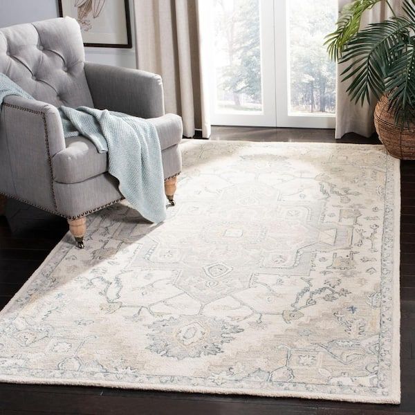 Safavieh Micro Loop Ivory/beige 9 Ft. X 12 Ft. Border Area Rug Mlp503b 9 –  The Home Depot Intended For Ivory Beige Rugs (Photo 9 of 15)