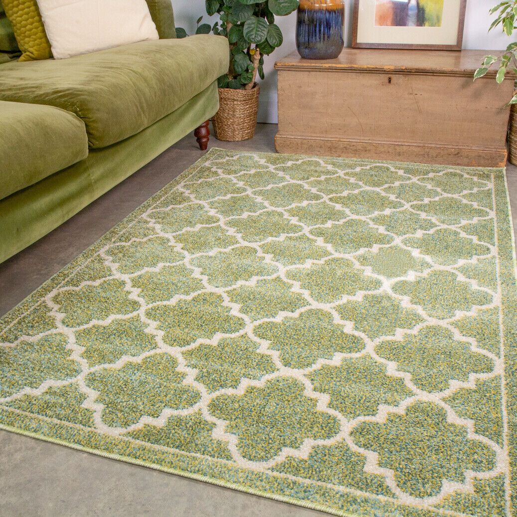 Sage Green Trellis Rugs | Small Large Geometric Rug | Moroccan Living Room  Rugs | Ebay Pertaining To Lattice Rugs (View 3 of 15)
