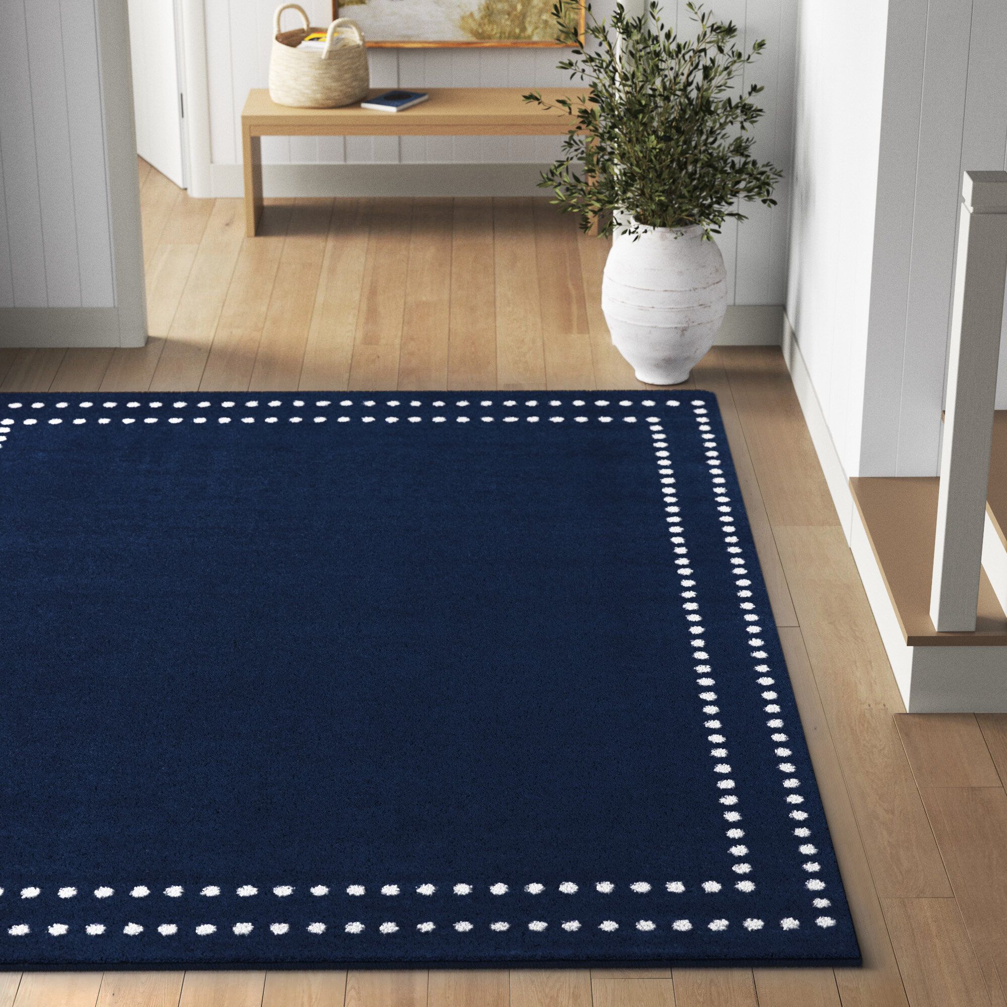 Sand & Stable Toston Performance Navy Blue Rug & Reviews | Wayfair Inside Navy Blue Rugs (View 3 of 15)