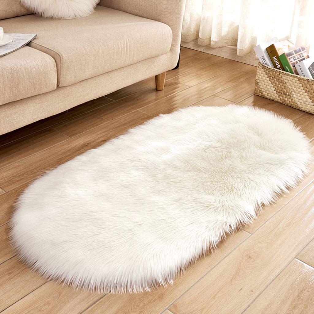 Shaggy Carpets – Soft Fluffy Rug – Snow White Premium Long Fur – 88 X 40 Cm  Oval Shape – Avioni Carpet – Loomkart With Regard To Snow White Rugs (View 6 of 15)