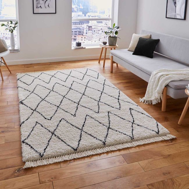 Shop Think Rugs Boho 8280 White/black Rug – Therugshopuk Intended For Black And White Rugs (View 14 of 15)
