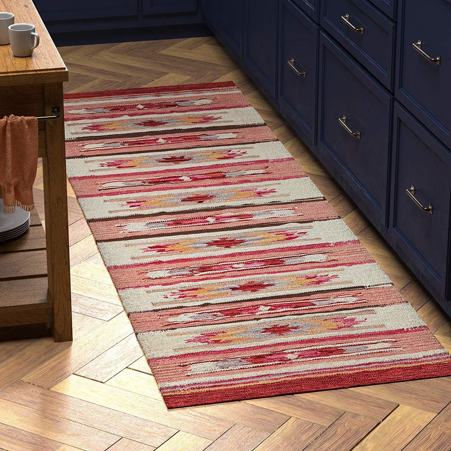 Stone & Beam Store Casual Geometric Kilim Cotton Runner Rug Throughout Cotton Runner Rugs (View 8 of 15)