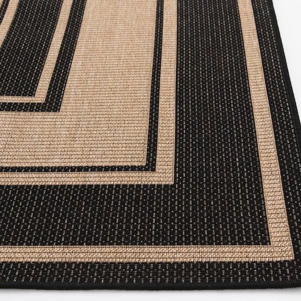 Stylewell Black/light Beige 7 Ft. X 9 Ft. Traditional Polypropylene Indoor/ Outdoor Area Rug 1746ui79hd.106i – The Home Depot Throughout Black Outdoor Rugs (Photo 10 of 15)