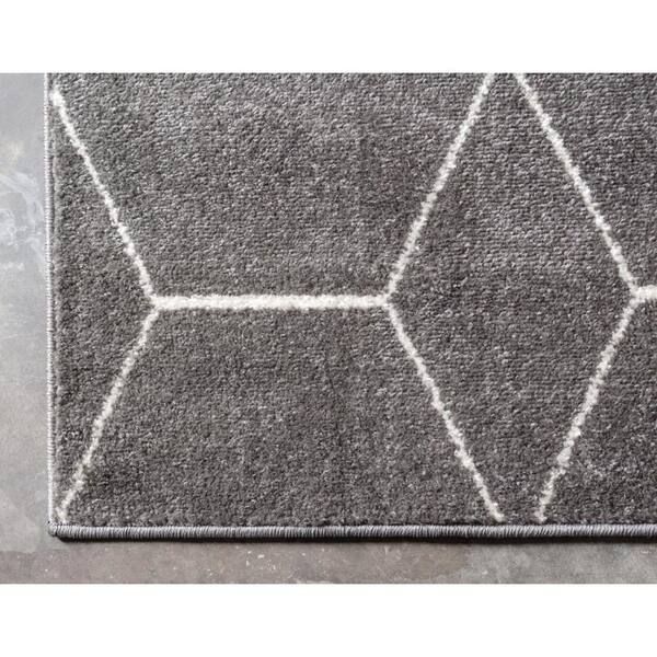 Stylewell Trellis Frieze Dark Gray/ivory 8 Ft. X 10 Ft. Geometric Area Rug  3140889 – The Home Depot For Ivory Lattice Frieze Rugs (Photo 7 of 15)
