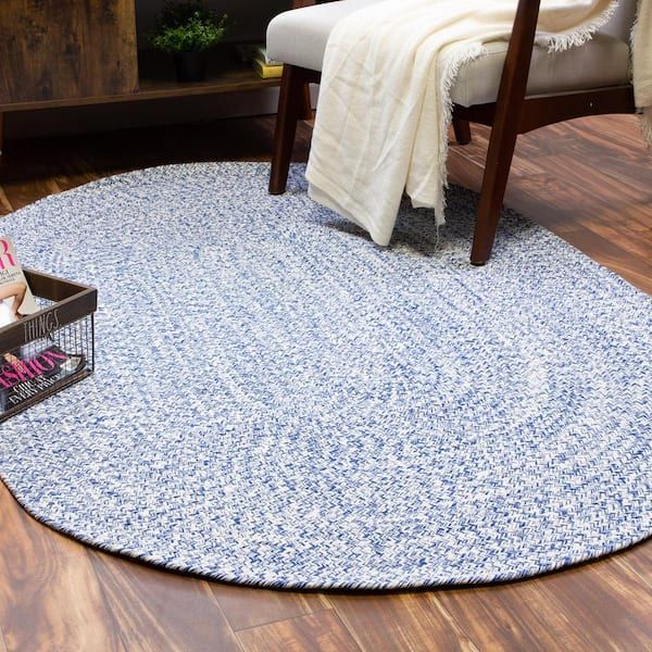 Super Area Rugs Braided Farmhouse Blue 4 Ft. X 6 Ft. Oval Cotton Area Rug  Sar Rst01a Blue 4x6 – The Home Depot For Blue Oval Rugs (Photo 5 of 15)