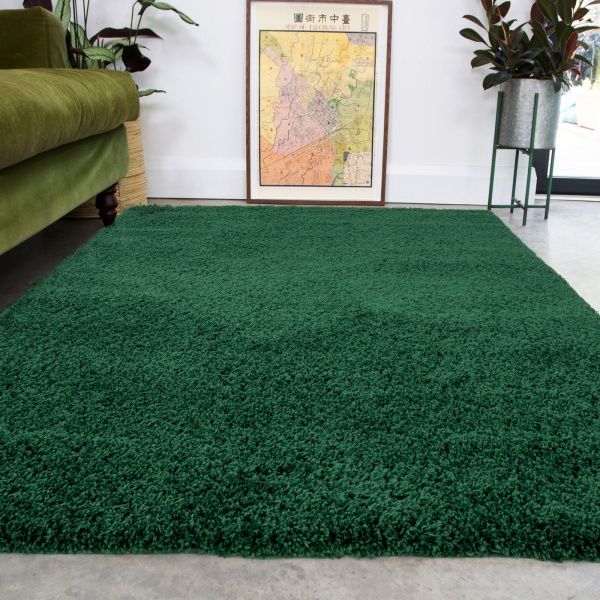 Super Soft Luxury Dark Green Shaggy Rug | Aspen | Kukoon Rugs Online Throughout Green Rugs (View 2 of 15)