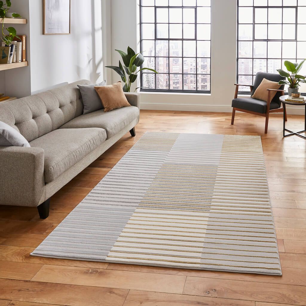 Think Rugs Apollo 2681 Grey & Gold Rug | Modern Rugs Throughout Apollo Rugs (View 6 of 15)