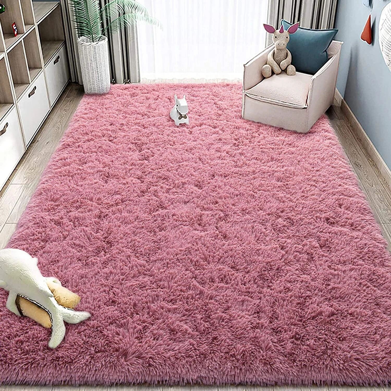 Ultra Soft Plush Shaggy Carpet Living Room Rug Fluffy Area Rug For Kids  Room Nursery Home Decor Fuzzy Rug With Anti Slip Bottom – Carpet –  Aliexpress Within Pink Soft Touch Shag Rugs (View 2 of 15)