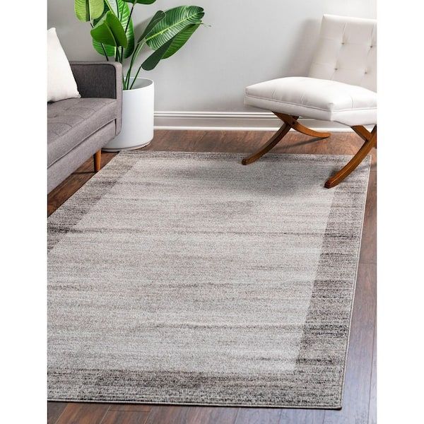 Unique Loom Del Mar Abigail Light Gray 10' 0 X 13' 0 Area Rug 3130959 – The  Home Depot Pertaining To Light Gray Rugs (View 13 of 15)