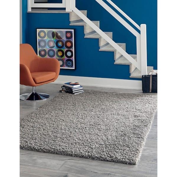 Unique Loom Solid Shag Cloud Gray 8 Ft. X 11 Ft. Area Rug 3126196 – The  Home Depot Intended For Solid Shag Rugs (Photo 4 of 15)