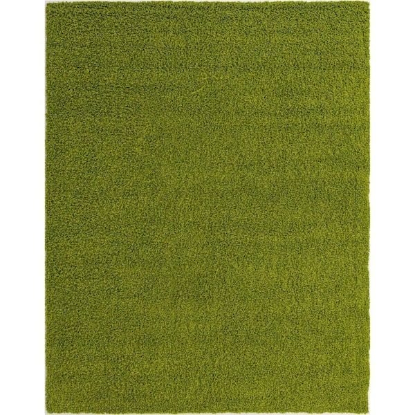 Unique Loom Solid Shag Grass Green 8 Ft. X 10 Ft. Area Rug 3136681 – The  Home Depot Intended For Green Rugs (Photo 15 of 15)