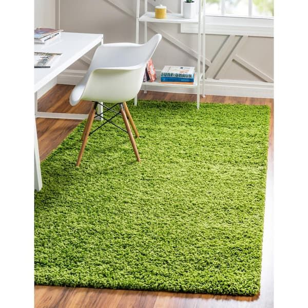 Unique Loom Solid Shag Grass Green 8 Ft. X 10 Ft. Area Rug 3136681 – The  Home Depot With Regard To Solid Shag Rugs (Photo 11 of 15)