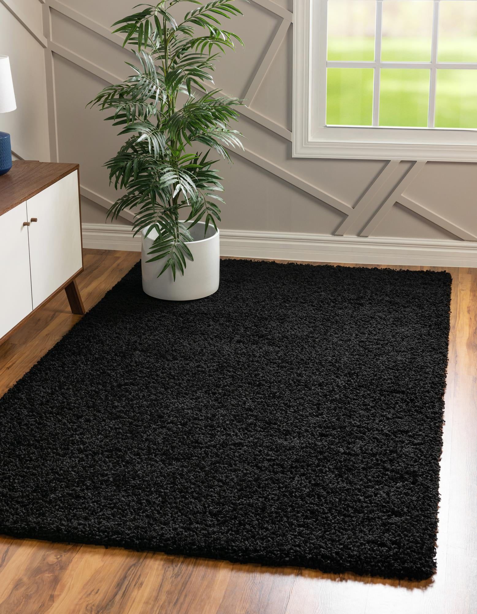 Unique Loom Solid Shag Rug ,10' 0" X 13' 1" ,jet Black – Walmart Throughout Solid Shag Rugs (View 3 of 15)