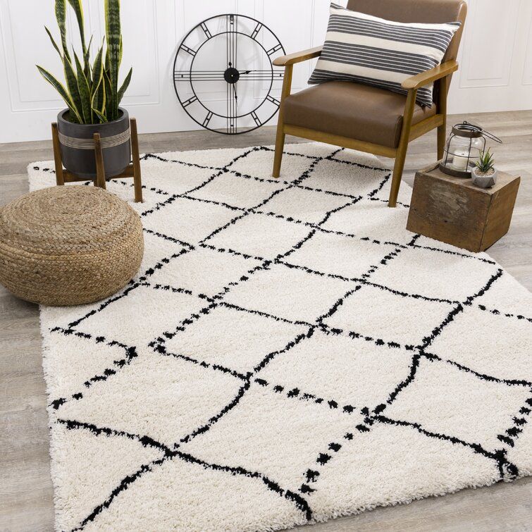 Wade Logan® Lydon Performance Ivory/black Rug & Reviews – Wayfair Canada Inside Ivory And Black Rugs (View 9 of 15)
