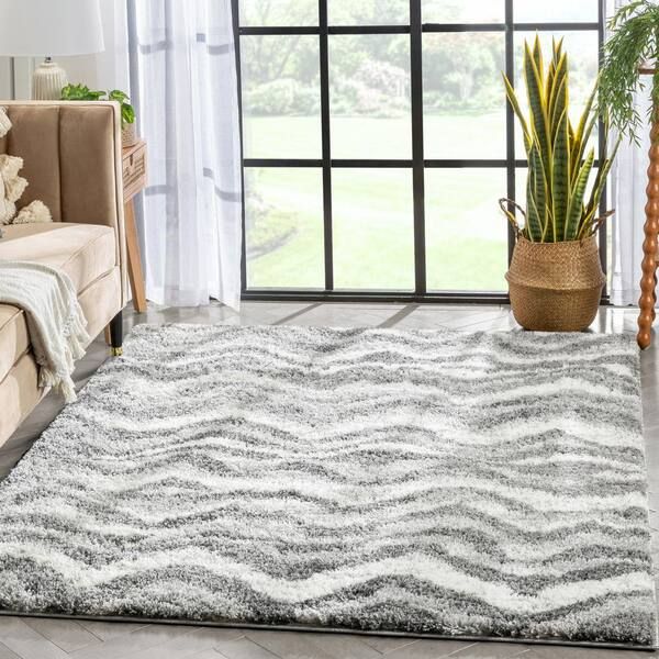 Well Woven Celeste Tomar Modern Chevron Shag Grey 5 Ft. 3 In. X 7 Ft. 3 In.  Area Rug Ce 97 5 – The Home Depot With Regard To Woven Chevron Rugs (Photo 13 of 15)