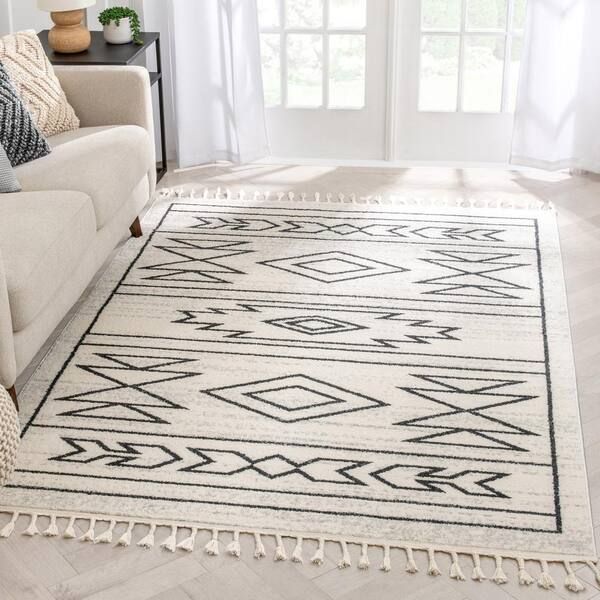 Well Woven Serenity Gota Ivory Moroccan Tribal 7 Ft. 10 In. X 9 Ft. 10 In.  Distressed Area Rug Se 192 7 – The Home Depot Intended For White Serenity Rugs (Photo 6 of 15)