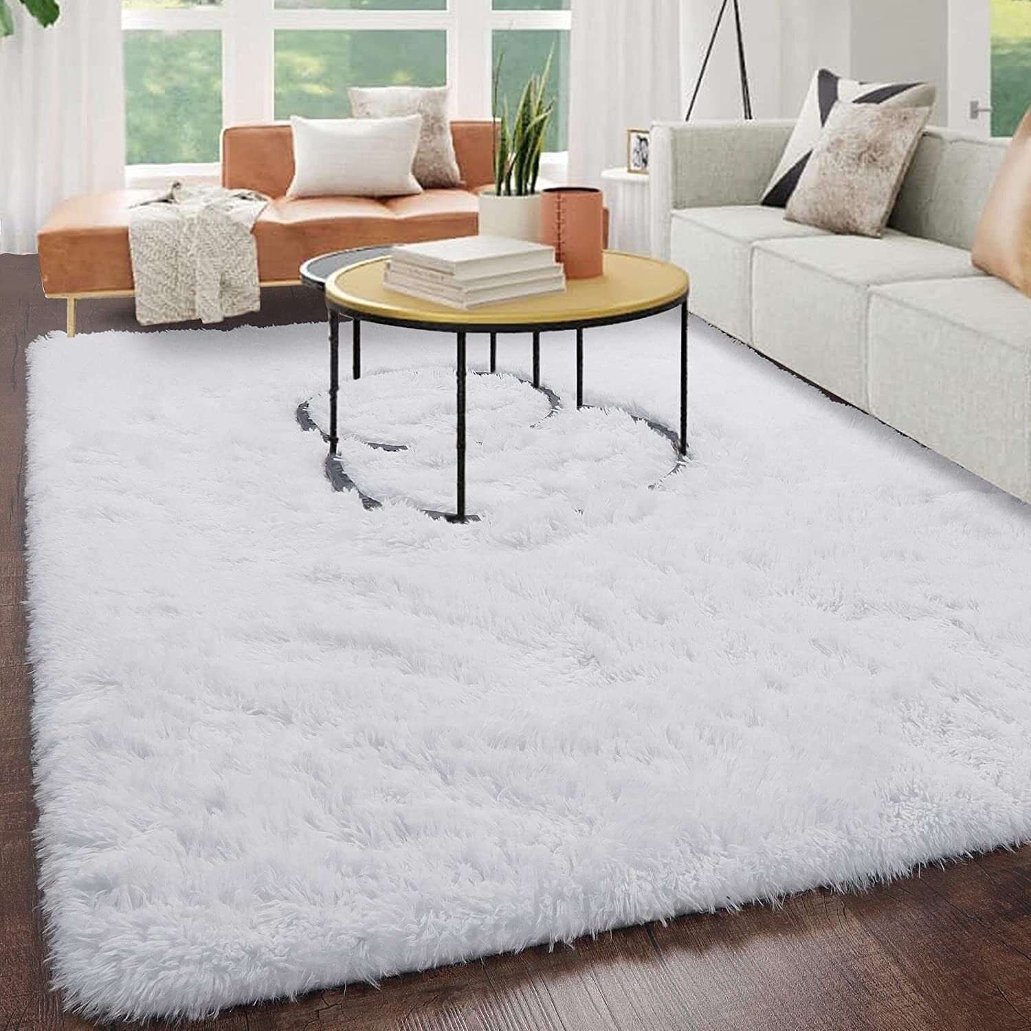 White Rugs For Bedroom,5x8 Rug,soft Fluffy Area Rugs For Living Room,white  Carpe 313051442430 | Ebay Within White Soft Rugs (Photo 13 of 15)