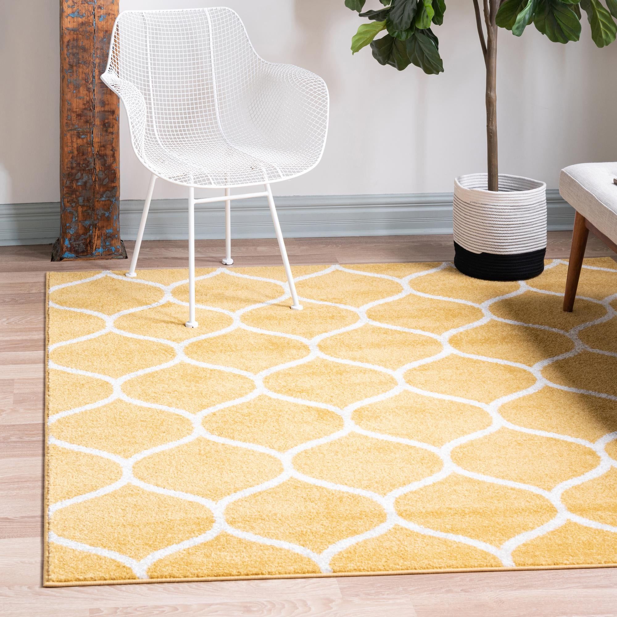 Yellow 240cm X 240cm Trellis Frieze Square Rug | Irugs Ch Within Frieze Square Rugs (View 3 of 15)