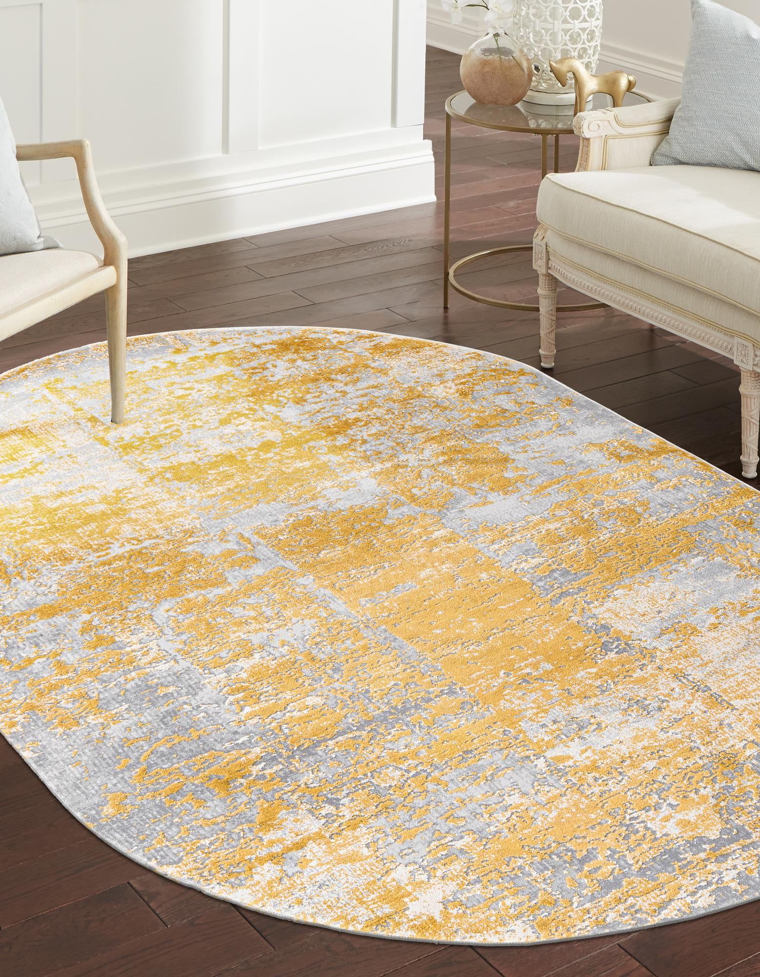 Yellow 7' 10 X 10' Finsbury Oval Rug | Outdoorrugs With Regard To Finsbury Runner Rugs (Photo 11 of 15)