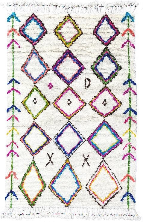 Zagora Multicolored Diamond Moroccan Shag Rug Within Moroccan Shag Rugs (View 14 of 15)