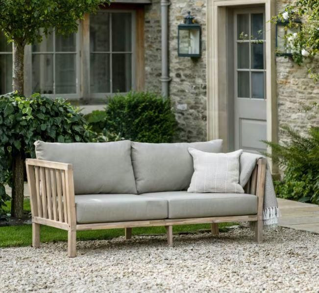 2 Or 3 Seater Garden Sofas In Whitewashed Acacia Hardwood With Soft Grey  Cushions, Priced From. For Wood Sofa Cushioned Outdoor Garden (Photo 3 of 15)