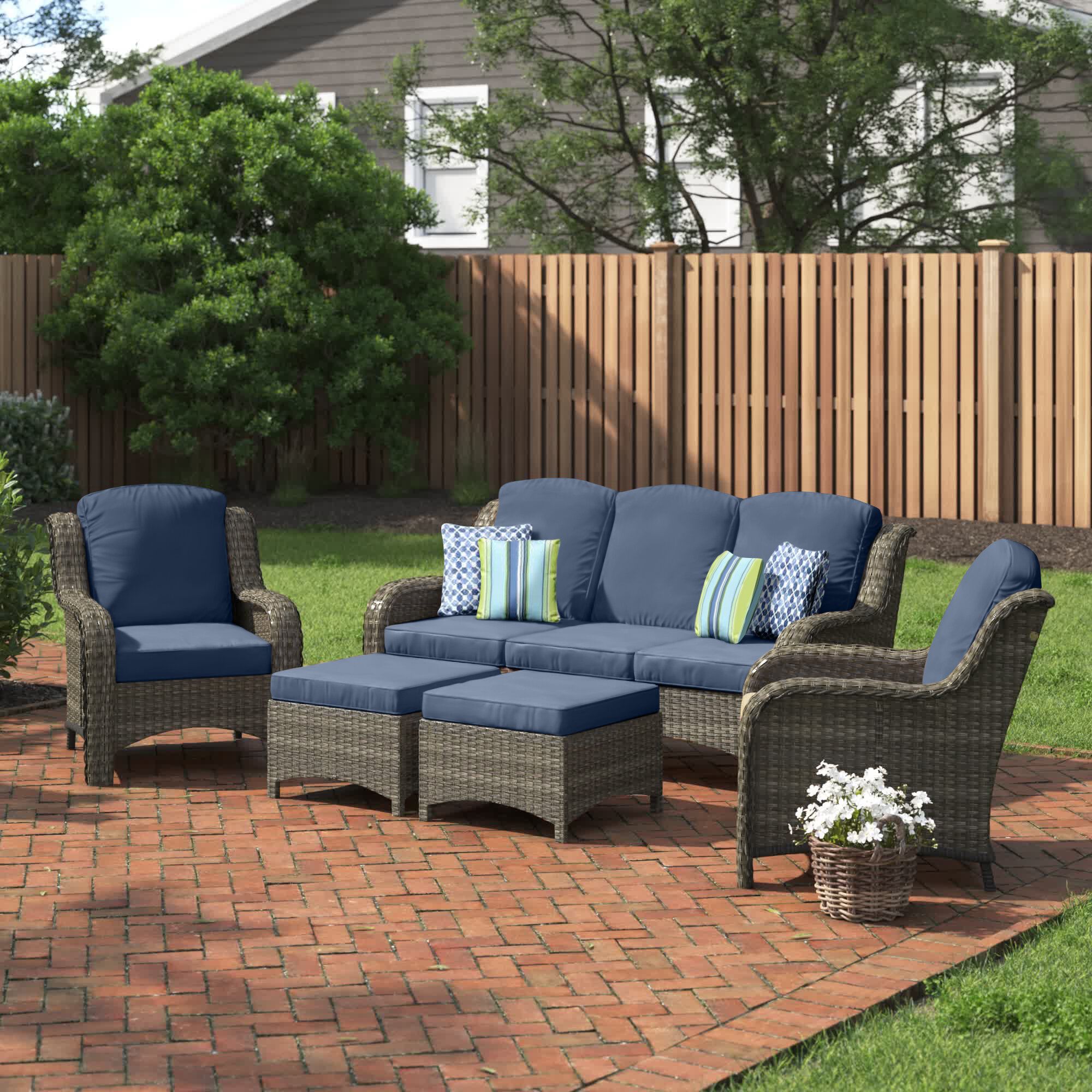 Andover Mills™ Melanson 5 – Person Outdoor Seating Group With Cushions &  Reviews | Wayfair Intended For 5 Piece Outdoor Patio Furniture Set (Photo 14 of 15)