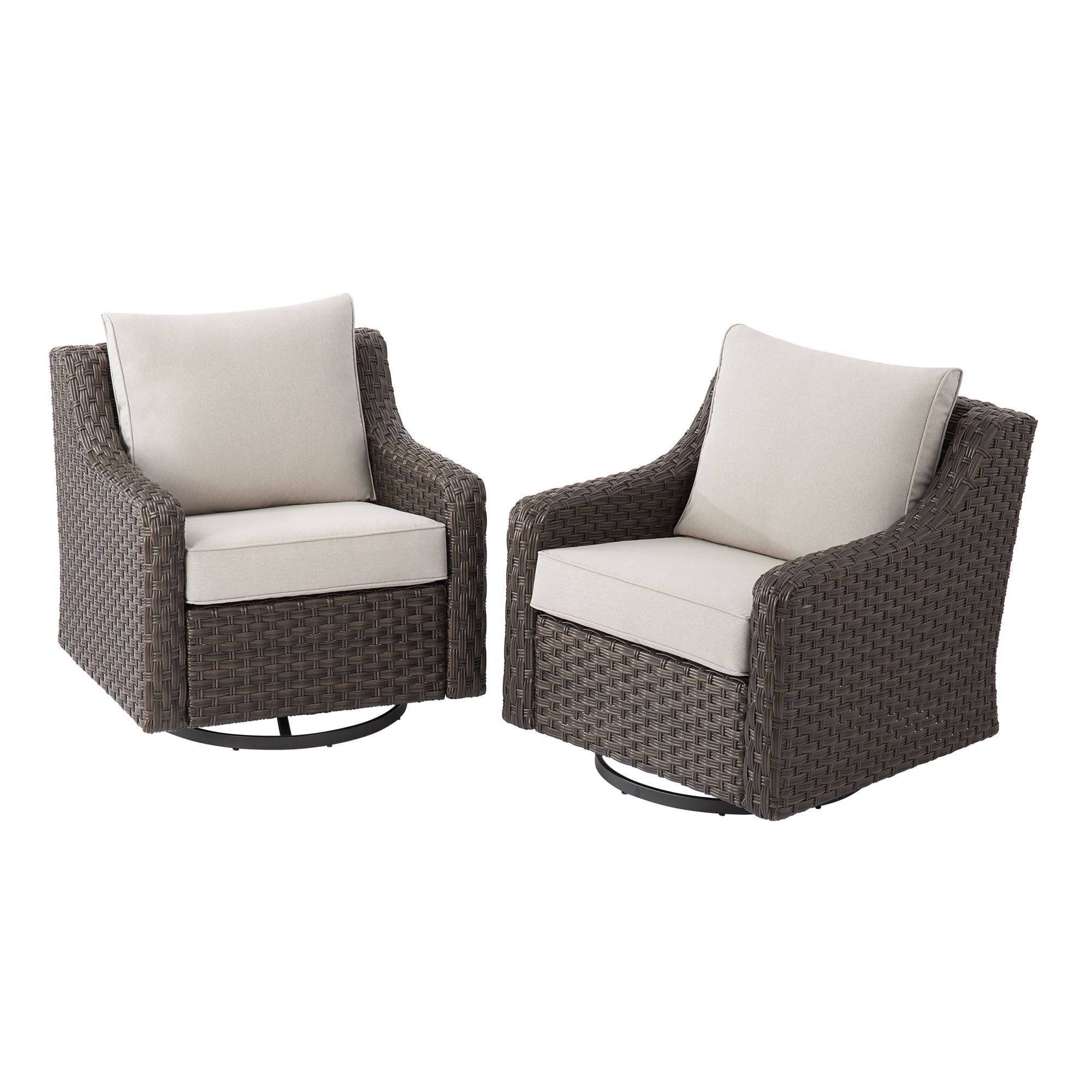 Better Homes & Gardens River Oaks 2 Piece Wicker Swivel Glider With Patio  Covers, Dark – Walmart With Regard To 2 Piece Swivel Gliders With Patio Cover (View 6 of 15)