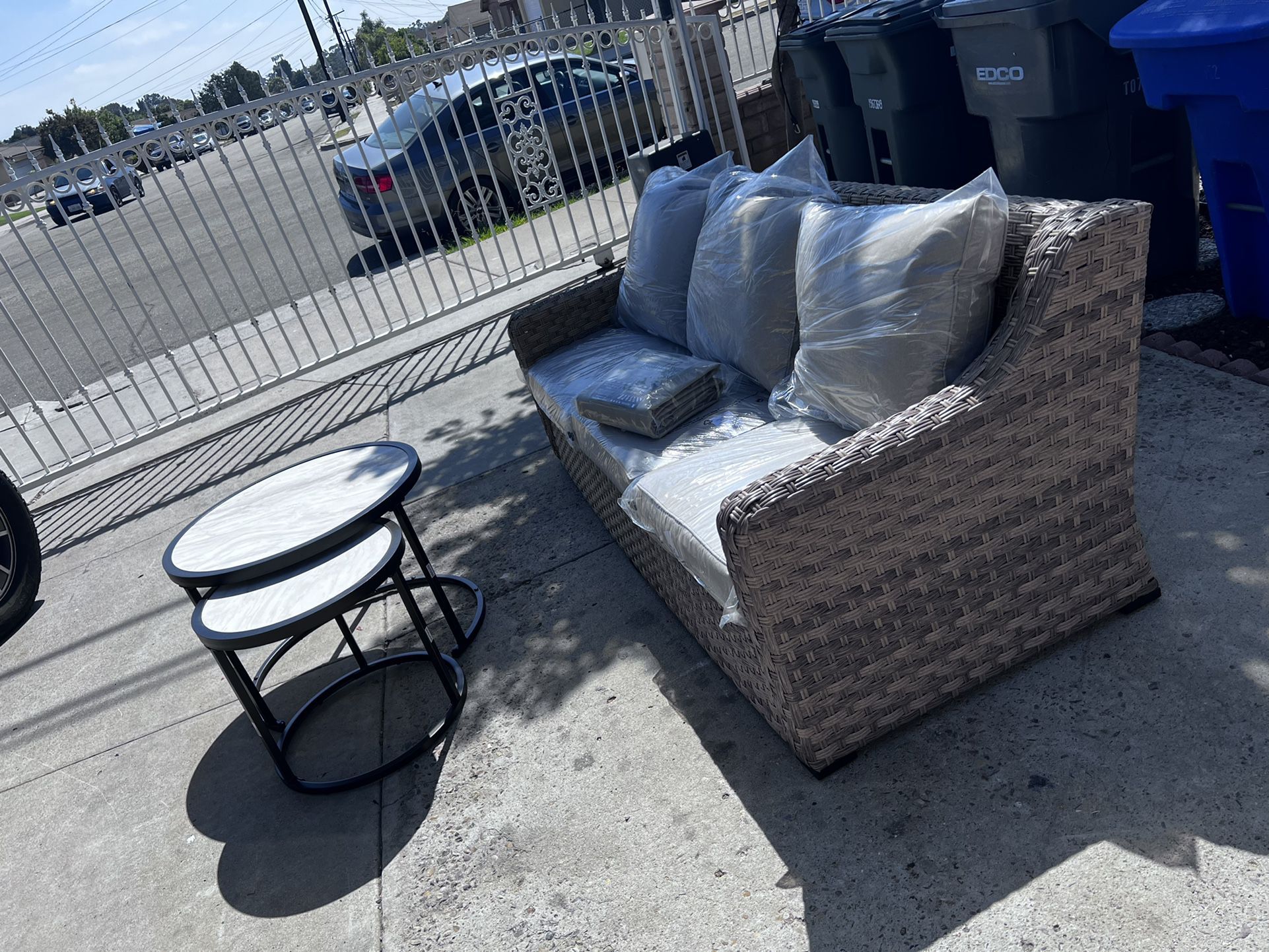 Better Homes & Gardens River Oaks 3 Piece Sofa & Nesting Table Set With  Patio Cover For Sale In Lincoln Acres, Ca – Offerup For 3 Piece Sofa & Nesting Table Set (Photo 8 of 15)