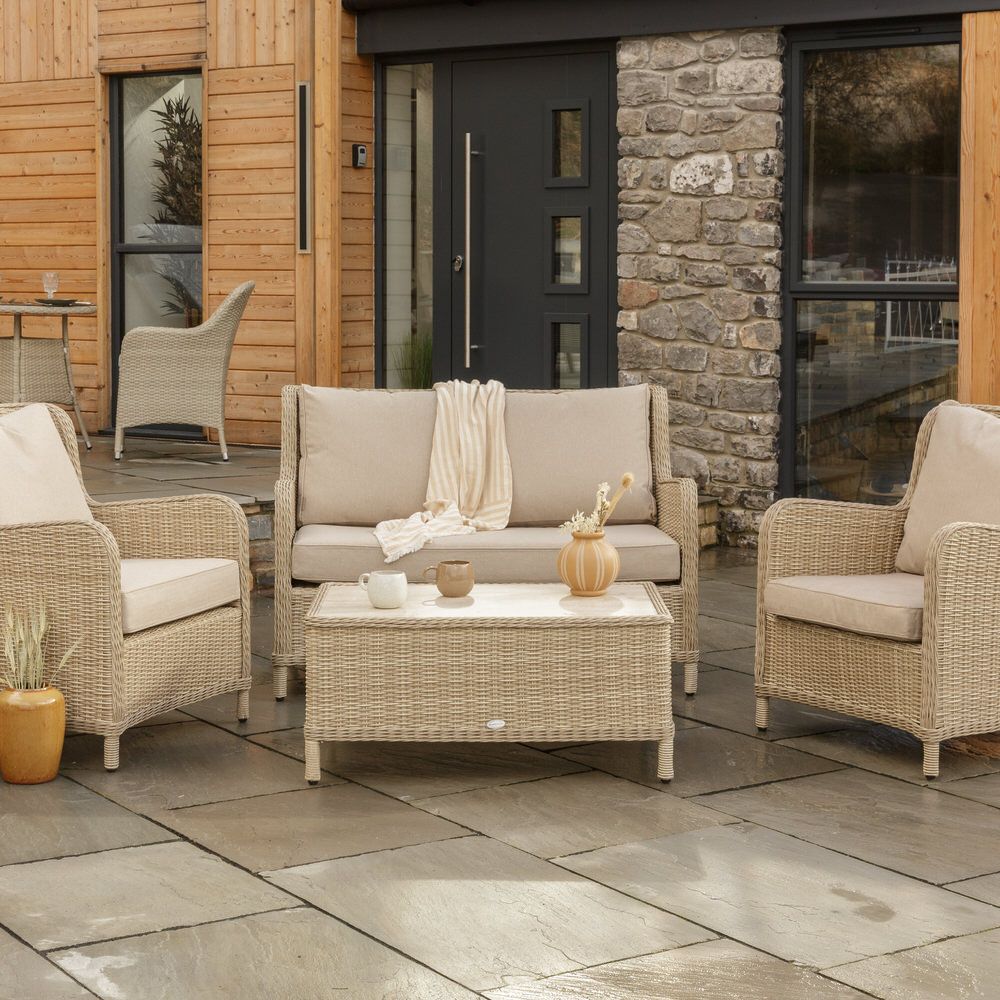 Bramblecrest Chedworth 2 Seat Outdoor Sofa Set | Inside Out Living Within Outdoor 2 Arm Chairs And Coffee Table (Photo 10 of 15)