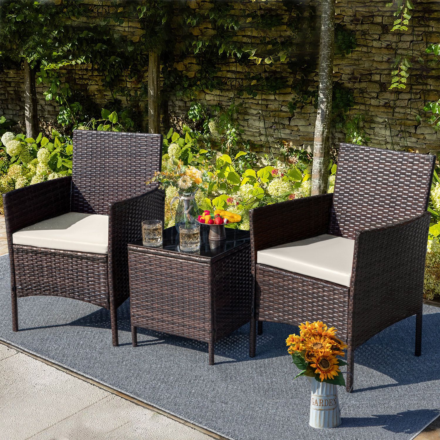 Brayden Studio® Jagger 2 – Person Outdoor Seating Group With Cushions &  Reviews | Wayfair With Regard To Backyard Porch Garden Patio Furniture Set (View 13 of 15)