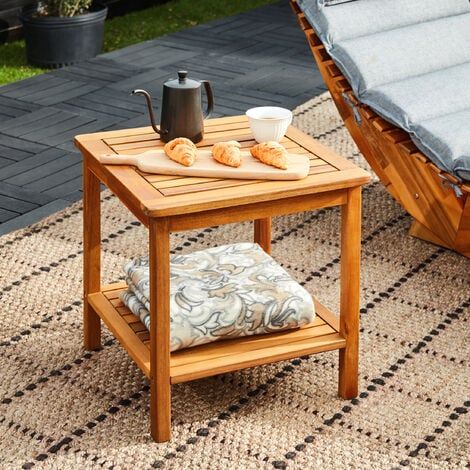 Casaria Garden Side Table Washington Made Of Solid Acacia Wood 45x45x45cm  Indoor Outdoor Tea Table Balcony Intended For Acacia Wood With Table Garden Wooden Furniture (View 14 of 15)