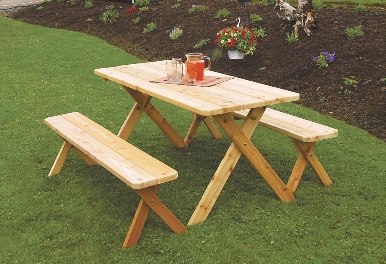 Cedar Wood Patio Set From Dutchcrafters Amish Furniture With Outdoor Terrace Bench Wood Furniture Set (View 5 of 15)