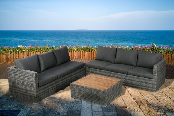 Connery Aluminum Frame Sectional Outdoor Wicker Sofa Set With Coffee Table  & Corner Table Within Outdoor Rattan Sectional Sofas With Coffee Table (Photo 11 of 15)