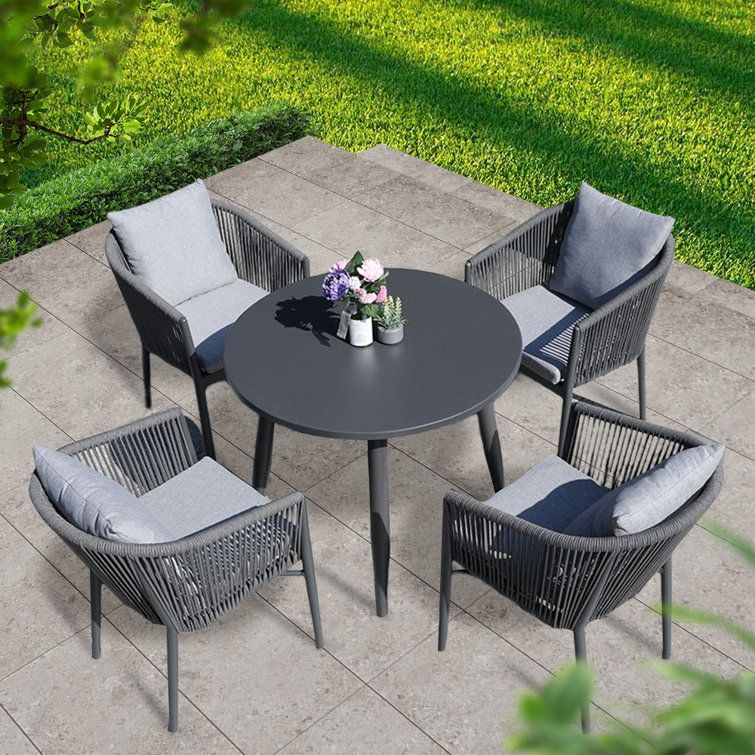 Corrigan Studio® Outdoor Tables And Chairs Courtyard All Aluminum  Waterproof Sunscreen Balcony Casual Tea Table Combination Garden Simple  Modern Outdoor | Wayfair Throughout Loveseat Tea Table For Balcony (View 11 of 15)