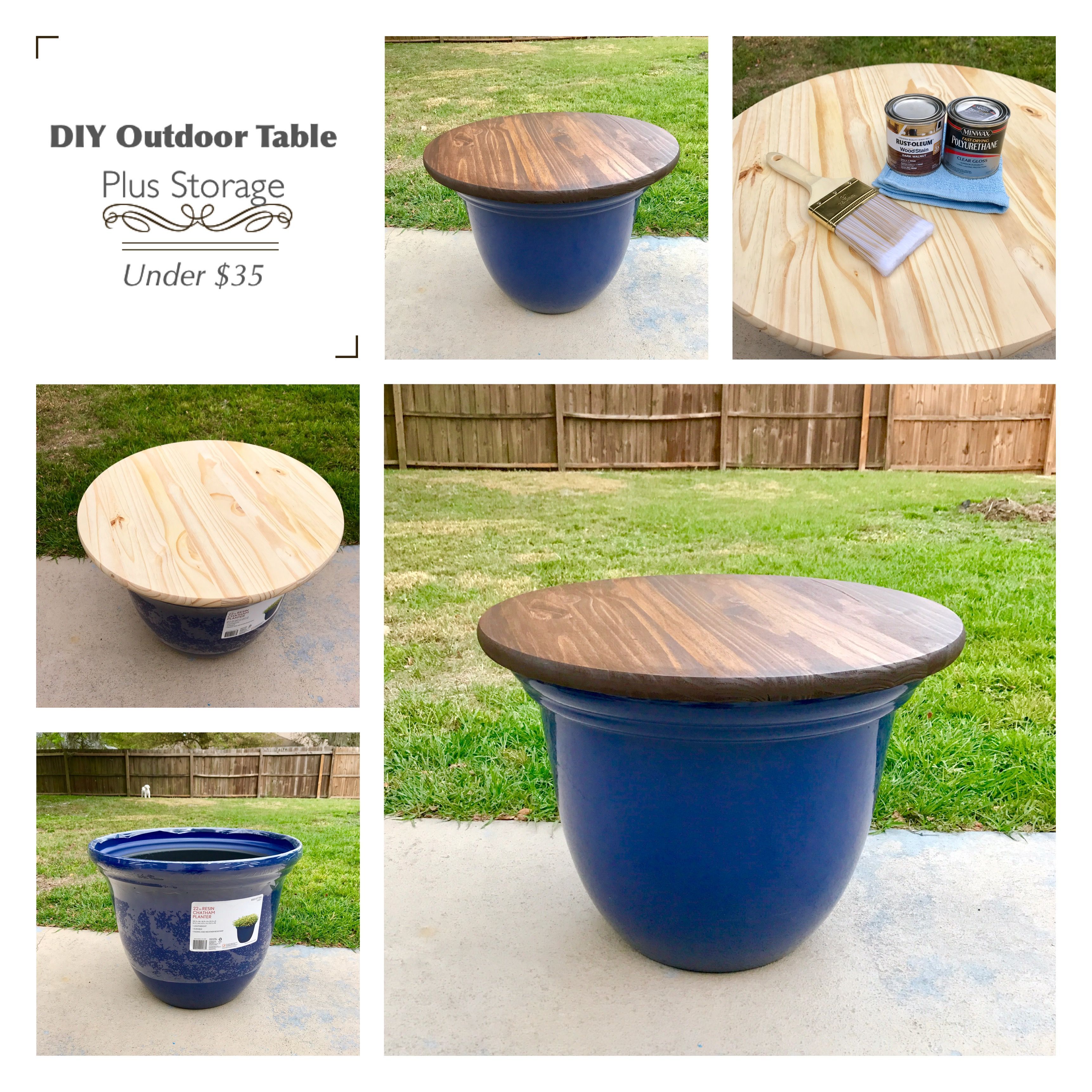 Diy Outdoor Storage Table Plus Storage. The Flower Pot Was $15 And The  Tabletop Was $10, Both From The Home… | Diy Outdoor Table, Backyard Diy  Projects, Diy Outdoor With Regard To Storage Table For Backyard, Garden, Porch (Photo 2 of 15)