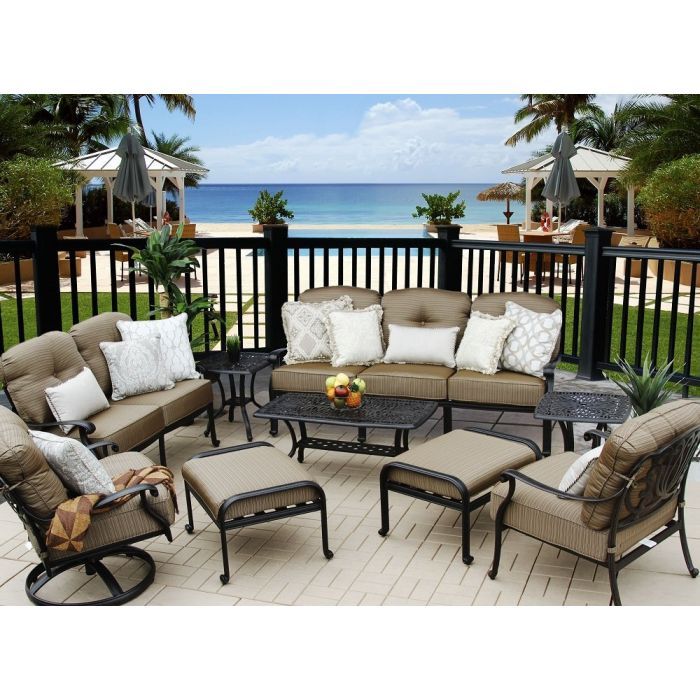 Elisabeth Outdoor Patio 9pc Deep Seating Set – Includes (2) Ottomans, (2)  End Tables, (1) Sofa, (1) Loveseat, (1) Club Chair, (1) Swivel Rocker Club,  (1) Coffee Table, Seat & Back Cushions, Throw Pillows Sold Separate Pertaining To Outdoor Cushioned Chair Loveseat Tables (Photo 10 of 15)
