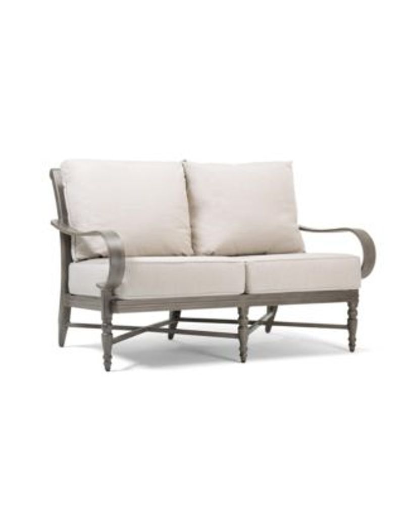 Furniture Winston Grayson Wicker Outdoor Loveseat With Outdura Remy Sand  Cushion, Created For Macy's | Westland Mall Pertaining To Outdoor Sand Cushions Loveseats (View 15 of 15)