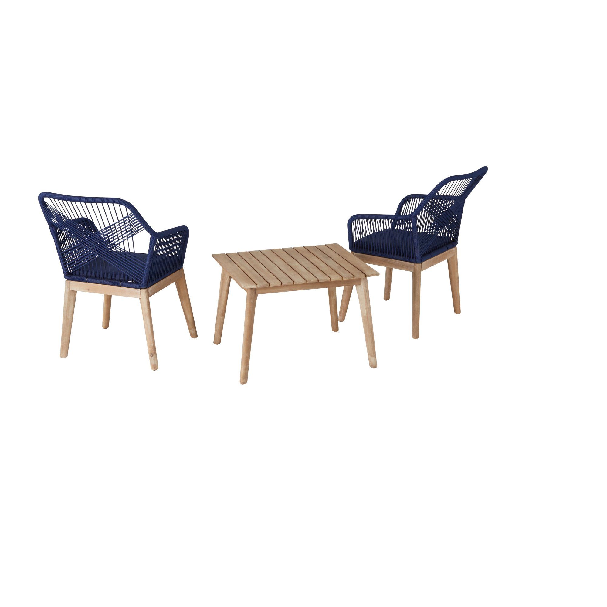 Gap Home Woven Rope Outdoor 3 Piece Conversation Set, Navy – Walmart For Woven Rope Outdoor 3 Piece Conversation Set (View 4 of 15)