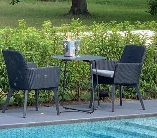Garden Bistro Set With 2 Modern All Weather Rattan Chairs & Grey Aluminium Bistro  Table With Patio Furniture Wicker Outdoor Bistro Set (View 13 of 15)