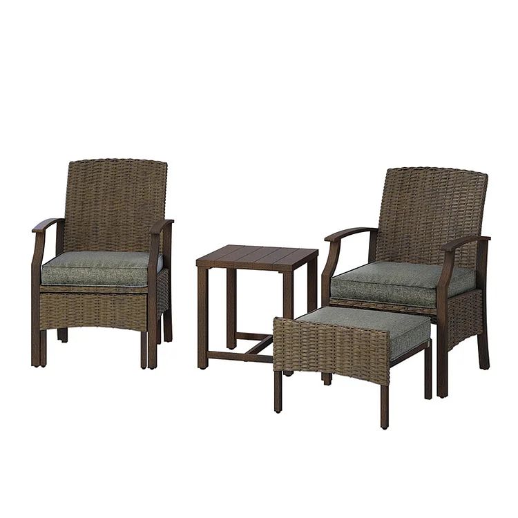 Grand Patio 5 Pieces Outdoor Patio Furniture Sets Weather Resistant Wicker Outdoor  Chairs With Ottomans And Coffee Tables Within Ottomans Patio Furniture Set (View 6 of 15)