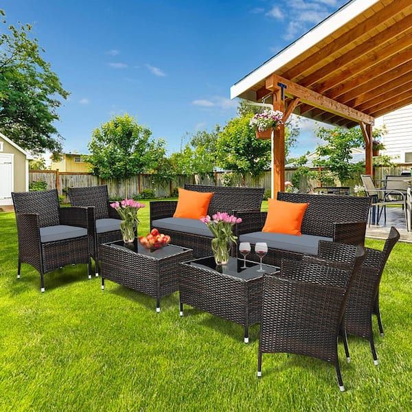Featured Photo of 15 Inspirations 8-piece Patio Rattan Outdoor Furniture Set